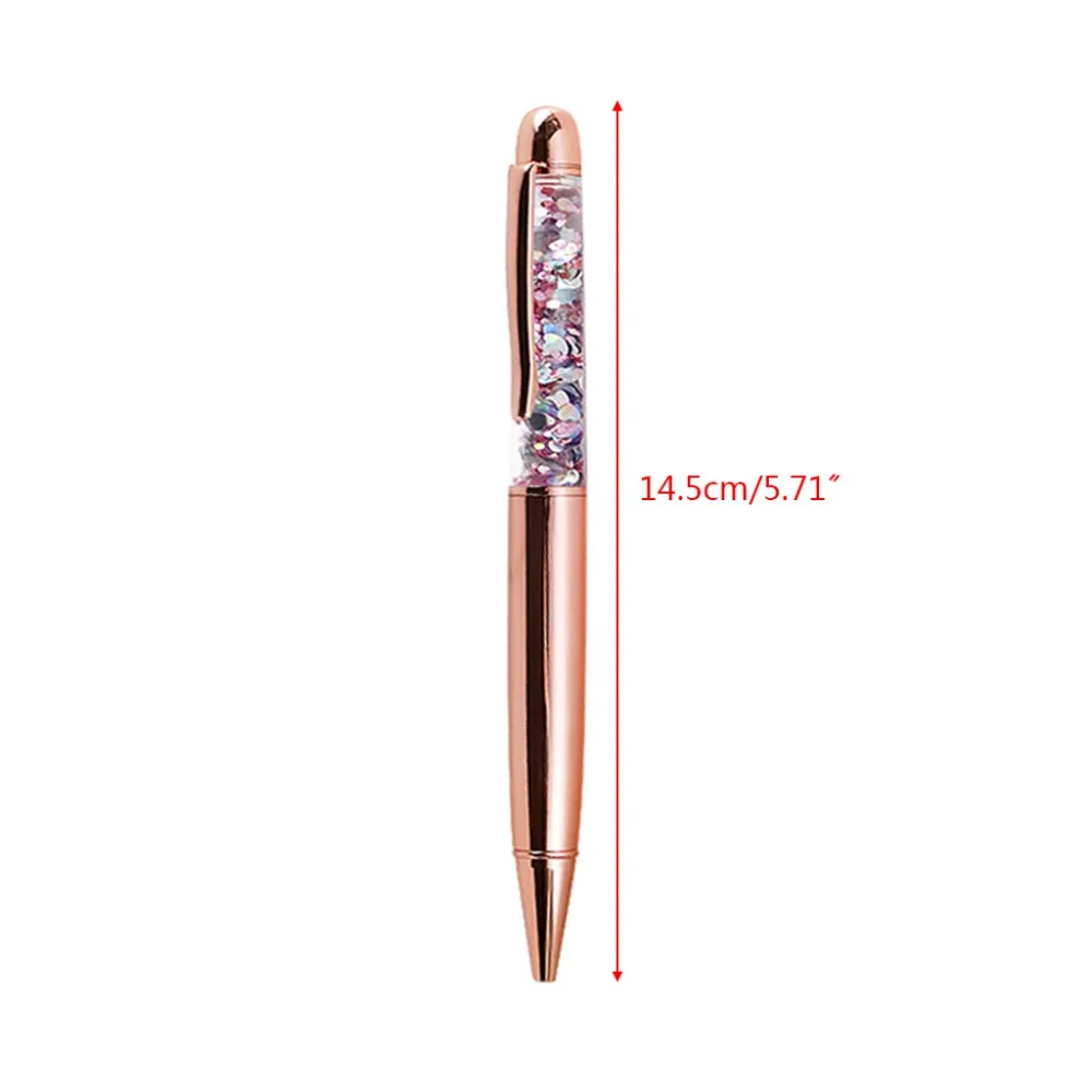 Роскошные 1,0 мм металлический Bling Sequin/шариковая ручка, подпись записи черные чернила для ручек школьные канцелярские принадлежности, подарок