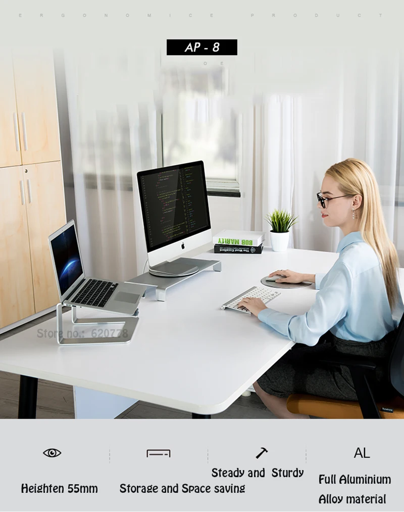 Монитор Стенд алюминиевый компьютерный стояк устойчивый органайзер для MacBook/iMac Pro/tv экран/печать lapнастольный держатель с клавиатурой хранения