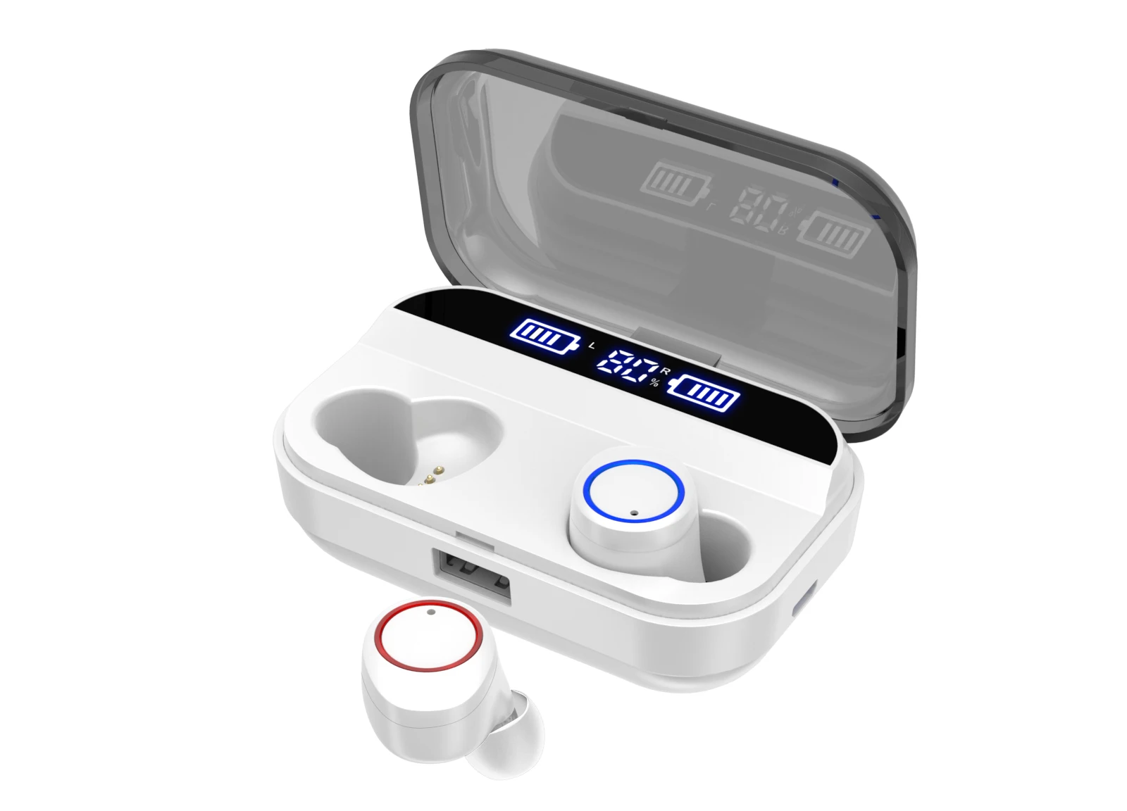 Мини TWS Bluetooth наушники, Спортивные Беспроводные наушники, 4000 мАч, зарядное устройство, IPX7 водонепроницаемые наушники - Цвет: White