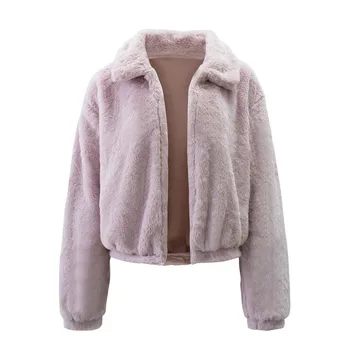 

Women's Winter Coats New Fashion Teddy Bear Fleece Fluffy Short Coat Female Solid Color Casual Jackets Jumper Warm Outerwear Hot