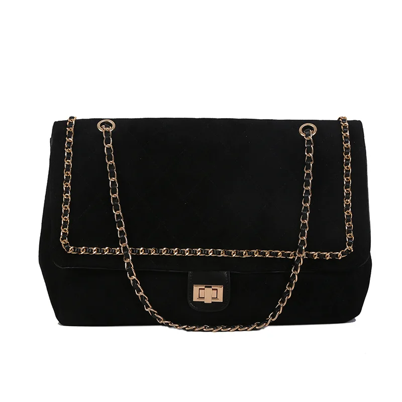 Sac femme nouveau золотая цепочка черная/синяя сумка-мессенджер Повседневная Большая сумка для покупок клетчатая большая сумочка женская сумочка сумки на плечо - Цвет: Черный