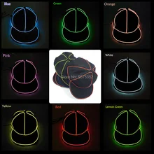 Хлопок хип хоп EL cap 10 цветов вариант Snapback светящиеся шляпы танец DJ головной убор со светодиодами для Хэллоуина карнавальные, праздничные