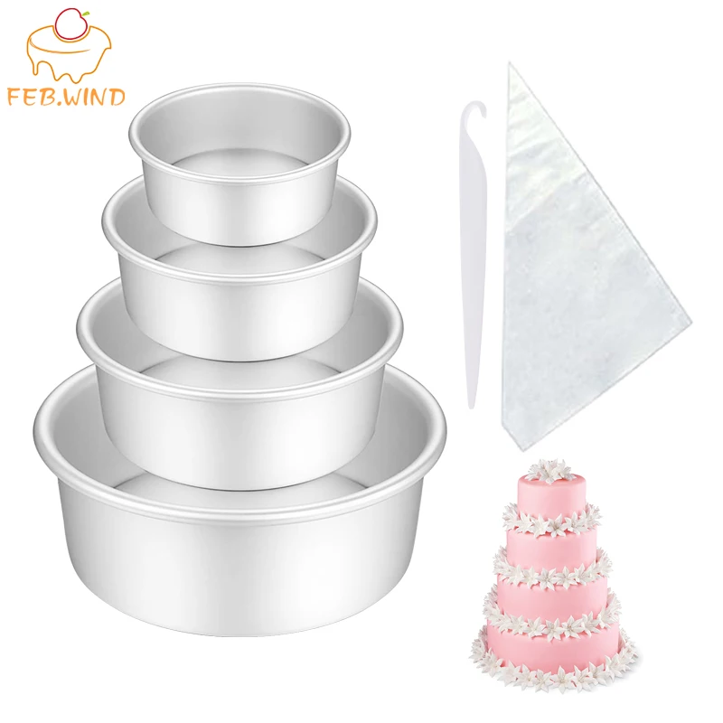 4/6/8/10 Inch Removable Bottom Cake Pans Layer Round Cheesecake Pan Heavy Duty Aluminum Cake Tin Set Cake Mold/Pan Baking FB817