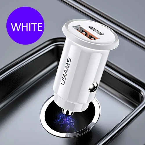 USAMS 5A USB Автомобильное зарядное устройство 30 Вт для Xiaomi Mi huawei QC4.0 QC3.0 Быстрая зарядка PD Зарядное устройство USB C планшет зарядное устройство для мобильного телефона адаптер - Тип штекера: White