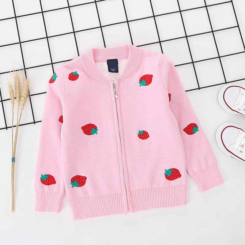 

Korean-style Childrenswear Cute Adorable Girls Strawberry Knitted Cardigan 2019 Autumn Female Baby Sweater Coat