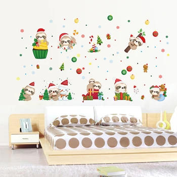 

Merry Christmas Window Stickers Cartoon Bear Removable Glass Wall Sticker Christmas Decorations For Home 2020 Ornaments Xmas