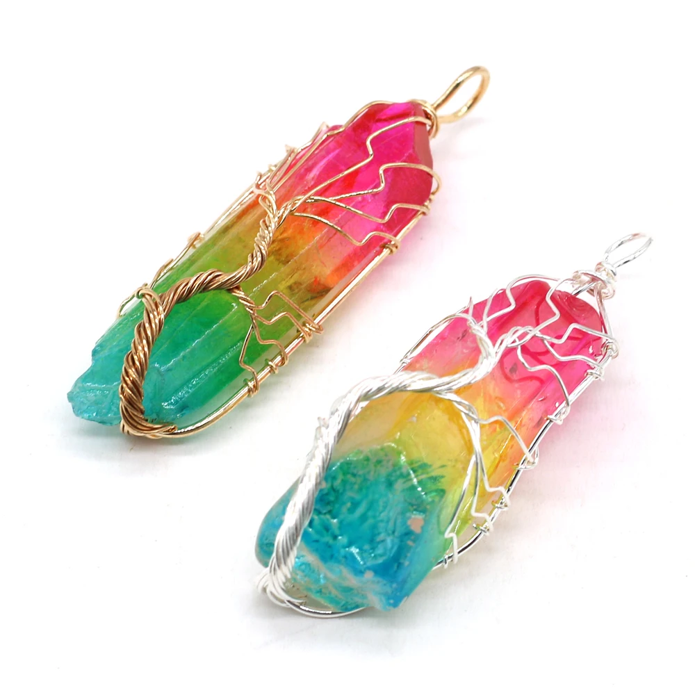 8PCS Wholesale Natural Semi-precious Stone Irregular Shape Winding Pendant Making DIY Necklace Earrings Charms Jewelry Gifts