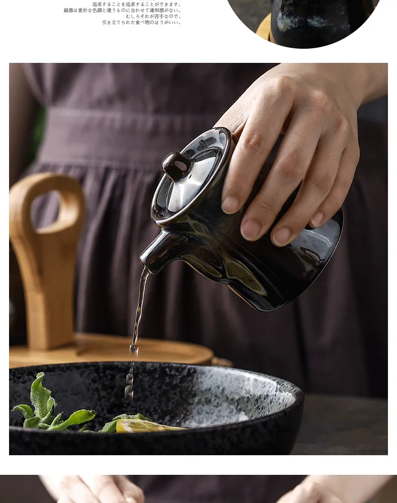 Творческий японский приправа набор банок соевый кастрюля для соуса бутылка для уксуса бытовые кухонные принадлежности масляный резервуар для соли сочетание