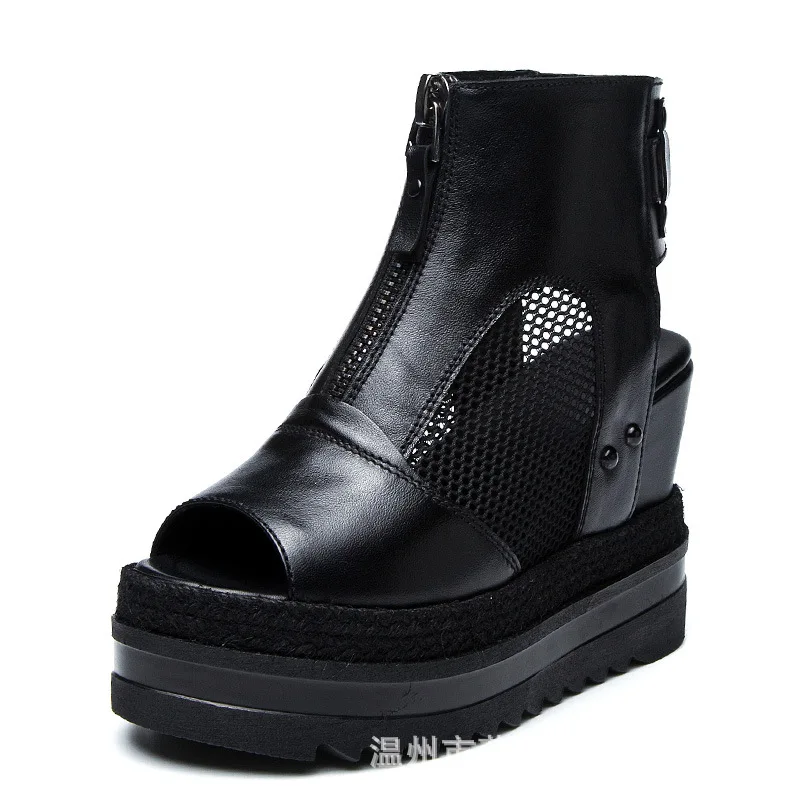 

2019 spring and summer new fashion muffin platform casual shoes Roman fish mouth sandals high heel women's shoes