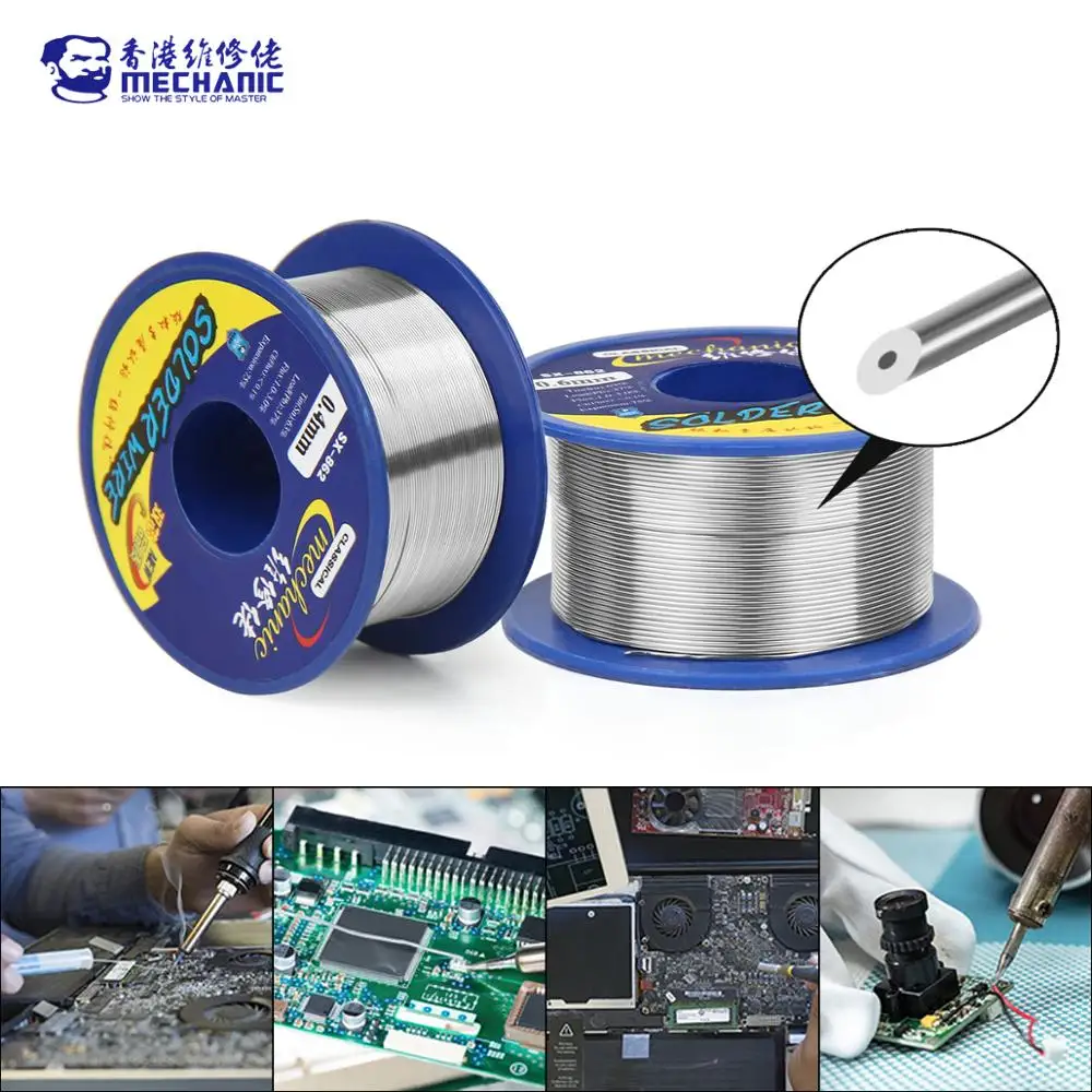 Soldering Tin Wire Welding Wires 60g Double Hole Rosin Core Solder Wire 183℃ Melting Point Solder Flux 1-3% No-residue High Purity