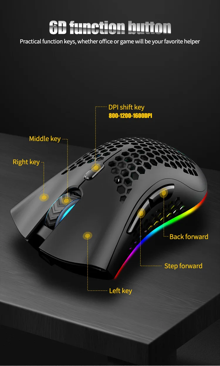 usb wireless mouse Professional 2.4 G Wireless USB Gamer Mouse 4000DPI Ergonomic Design RGB Gaming Mouse for PC Laptop LOL Gamer gaming mouse for laptop