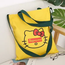 Креативный стиль Кот Холщовая Сумка милая девочка универсальная сумка для покупок сумка на одно плечо