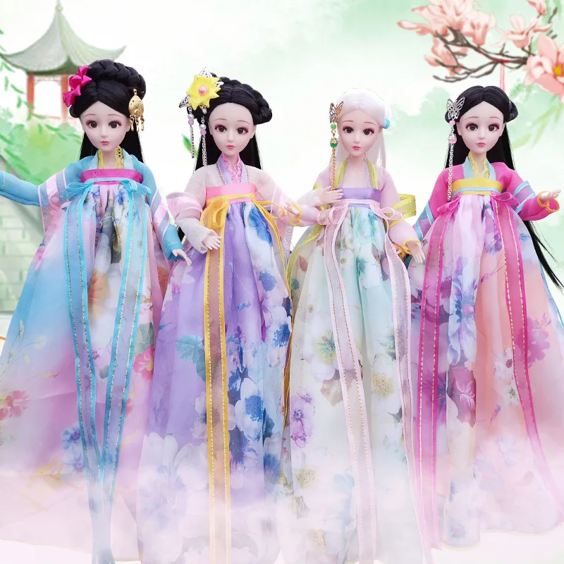 1/6 Scale 30cm Ancient Costume Long Hair Princess Four Seasons Fairy Hanfu Dress Barbi Doll Double Joints Model Toys Girl Gift 1 400 scale diecast antonov an 225 an225 mriya space shuttle blizzard abs plastic airplane model static display kids toys gift