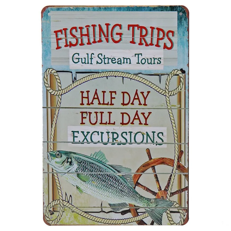 Gone Fishing Trips Ретро художественные наклейки жестяная вывеска живопись винтажный Бар Паб на стену Гараж Декор металлическая пластина плакат H28
