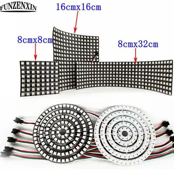 

WS2812 Ring And Small Screen 8/16/24/35/45Leds 8x8/16x16/8x32Leds Module Matrix Screen 5050RGB DC5V
