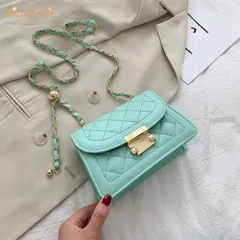 

Fashion Lattice Pattern Crossbody Bag Women Solid Color Chain Shoulder Pouch PU Leather Messenger Flap Handbags Pouch
