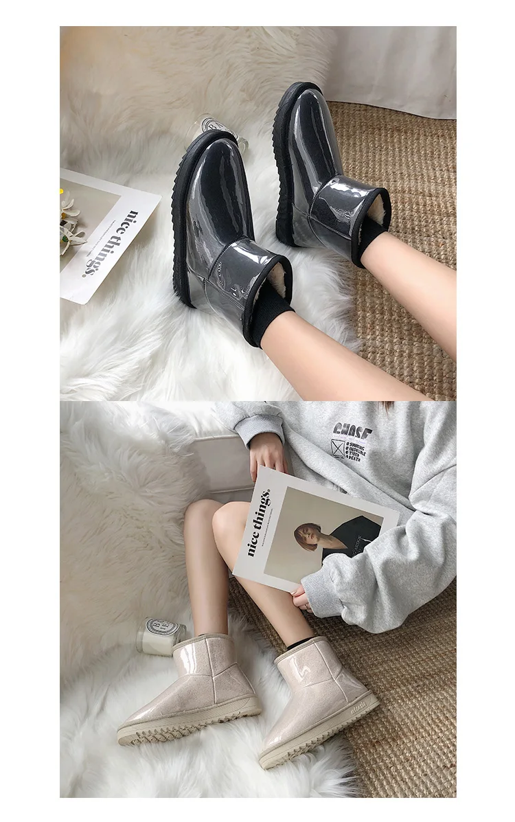 Водонепроницаемые зимние сапоги; женские короткие сапоги-трубы; коллекция года; Сезон Зима; Теплая обувь на плоской подошве; милая бархатная хлопковая обувь; цвет черный, розовый, бежевый; Размеры 35-40