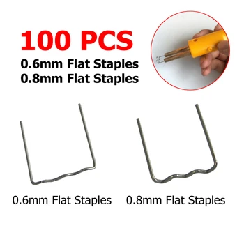 

100 Pcs/Set Precut 0.8mm /0.6mm Wave Flat Hot Staples For Plastic Stapler Repair Welder