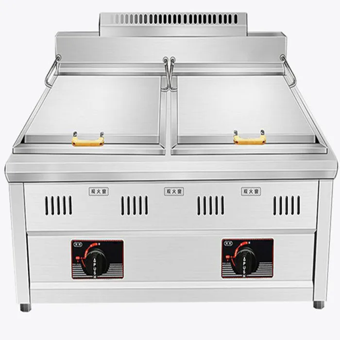 trade assurance High Quality Gas LPG　Double Head Stainless Steel Auto Dumpling Frying Machine