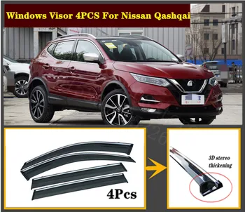 

4pcs Set 2011-2020 OEM For Nissan Qashqai Stainless steel window Visor Shade Vent Wind Rain Deflector Guards Cover