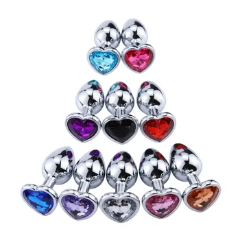 3 Size Heart Shape Crystal Metal Anal Plug Stainles Steel Buttplug Sex Toys For Women Vagina Men Couples Adult Erotic Products 2