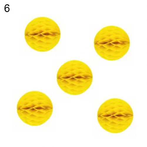 5Pcs 6inch Solid Color Tissue Paper Pompom Ball Hanging Wedding Party Home Holiday Decor - Цвет: Цвет: желтый