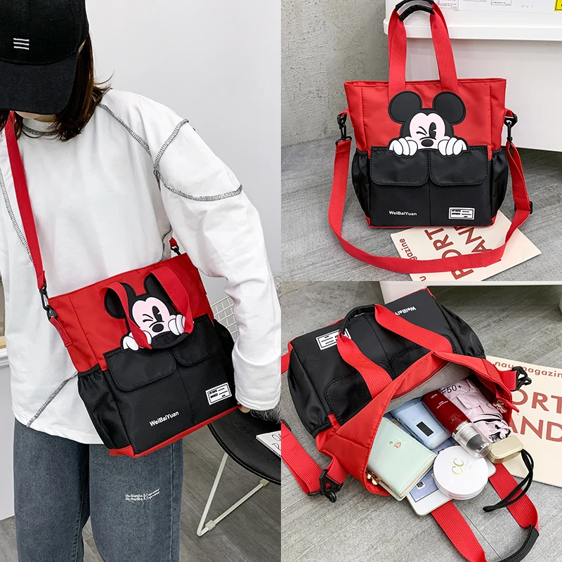 

Disney Canvas Mickey Large-capacity Messenger Bag Student Tutoring Bag Tutoring Tote Bag Art Carrying Book Bag Shoulder Bag