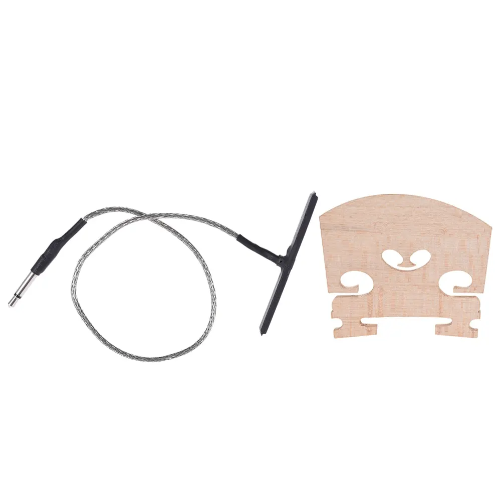 Violin Bridge Upright Bridge with Rod Violin Pickup Piezo Set for 4/4 Full Size Electric Violin Parts Replacement
