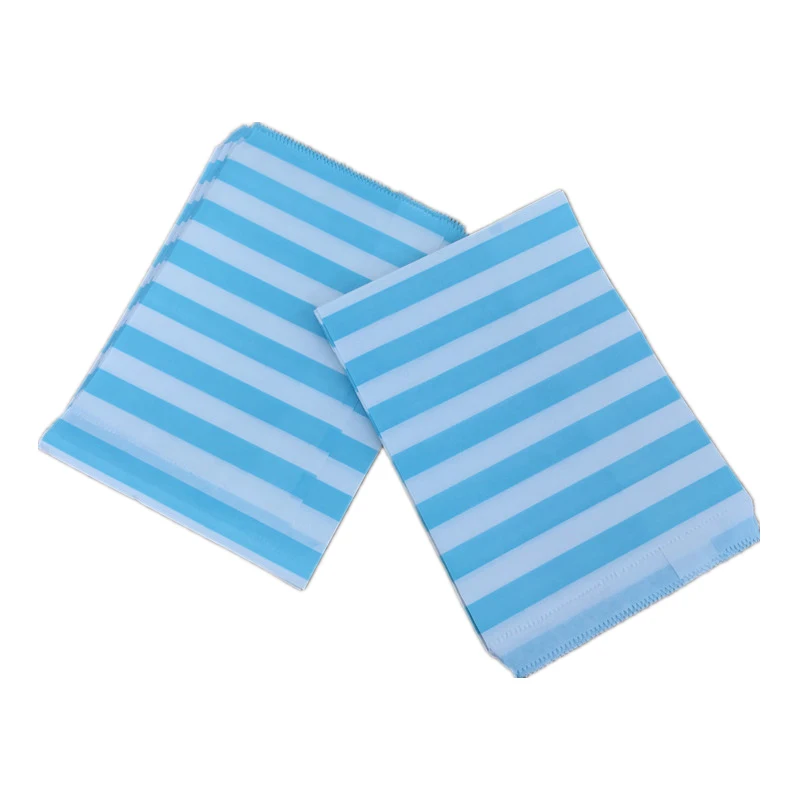 PTB11 Light Blue 25 шт. вечерние бумажные сумки в горизонтальную полоску, конфетный буфет, Подарочная сумка для закусок, для свадьбы, дня рождения, вечерние принадлежности - Цвет: PTB11 Light Blue