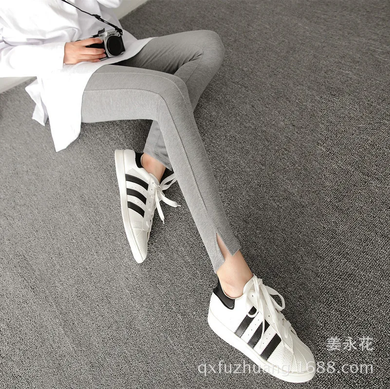 

Spring And Autumn New Style Pregnant Women Abdominal Support Leggings Cotton Trousers Elasticity Slit Skinny Pants 17001