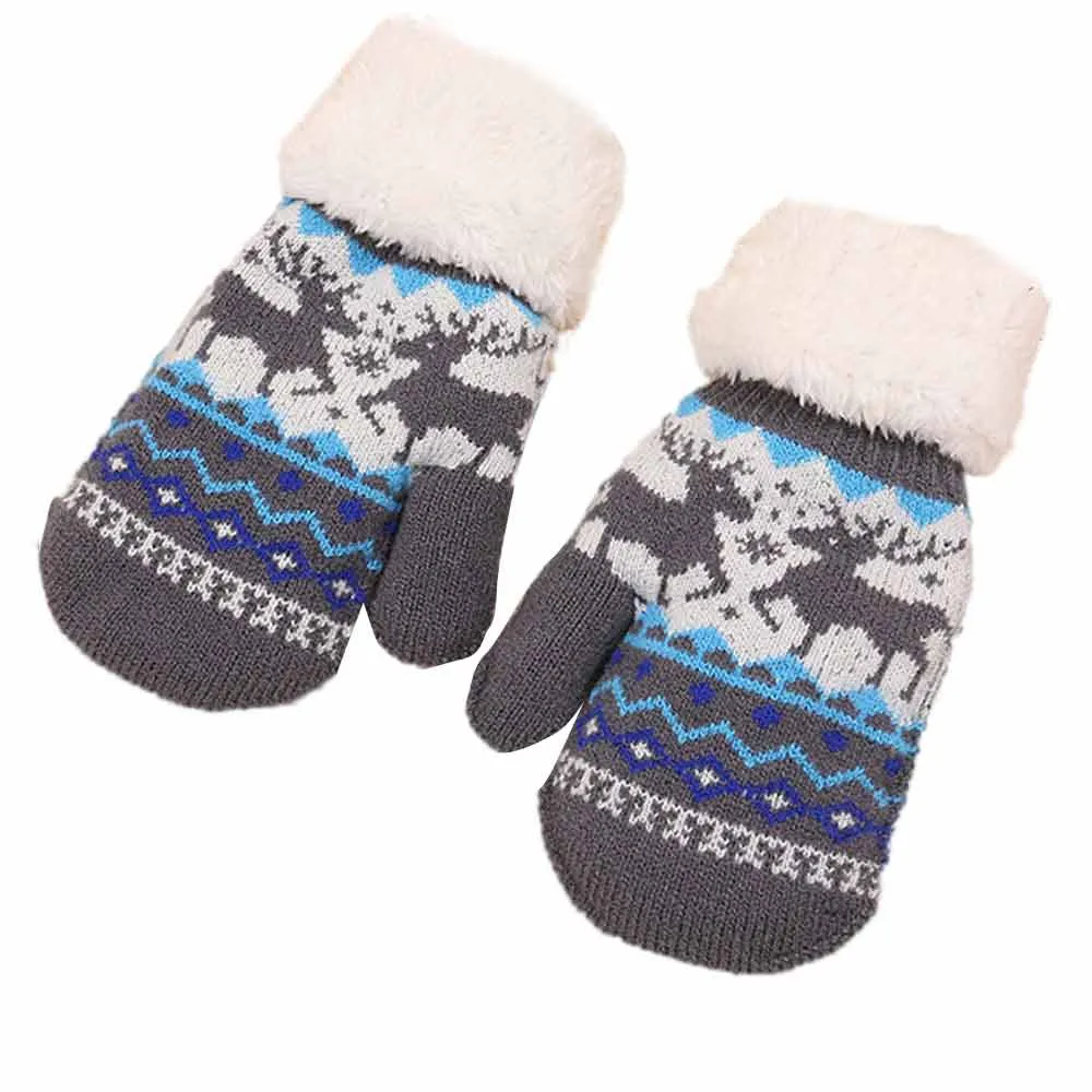Перчатки милые рождественские лося для девочек, сохраняющие тепло вязаные кашемировые перчатки Весна Осень Новые Модные Простые перчатки больших размеров