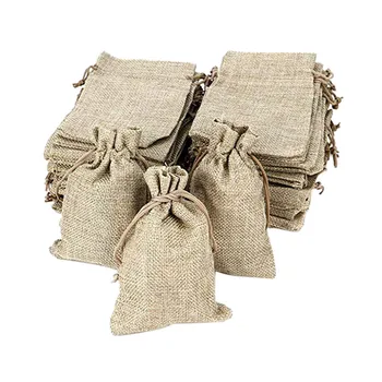 

50pcs Candy Storage Bag Imitation Linen Polyester 13.5x9.5CM Sachet Jute Bag for Gift Jewelry Party Versiering Voor Feest #N