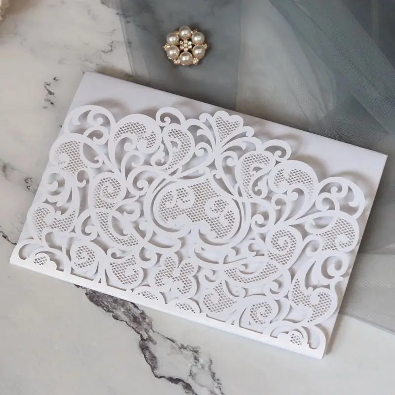  10pcs Laser Cut Hollow Heart Shape Wedding Invitations Card Party Supplies M6CE - 4.00028E+12