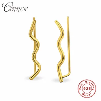 

CANNER Punk Wave Ear Clip Cuff Wrap Earrings No Piercing Clip On Earrings For Women 925 Sterling Silver Earring Fashion Jewelry