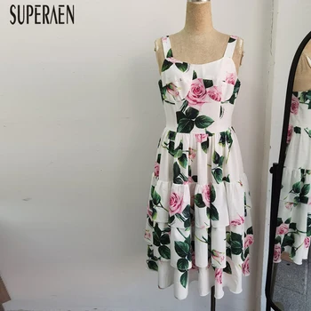 

SuperAen 2020 Summer New Sleeveless Women Dress Printing Cotton Fashion Ladies Dress Europe Casual Wild Women Clothing