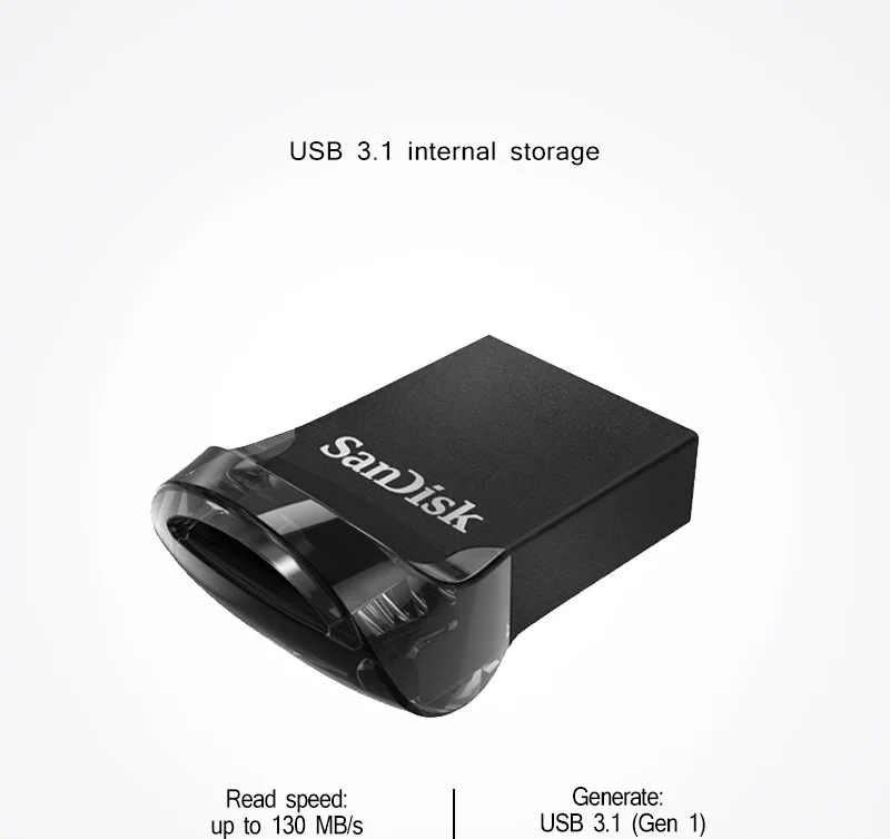 Двойной Флеш-накопитель SanDisk Ultra Fit USB 3,1 в коробке sub Флеш накопитель 16 Гб оперативной памяти, 32 Гб встроенной памяти, 64 ГБ карта памяти 128 ГБ 256 высокое Скорость 130 МБ/с. USB 3,1 Pendrive U диск