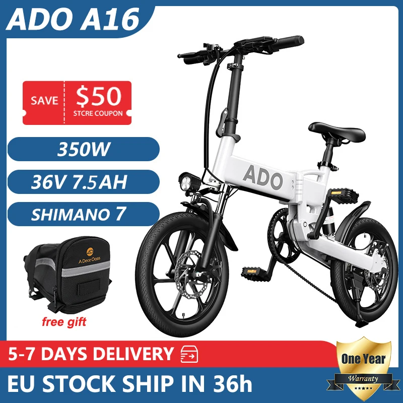 Ado A16 Elektrische Fiets 350W Floding Elektrische Fiets 16Inche Draagbare  Ebike 25 Km/h Max Snelheid Mannen Vrouwen Stad mountainbike Ebike|Electric  Bicycle| - AliExpress