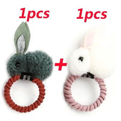 2pcs Style 6 Модные милые эластичные резинки для волос с героями мультфильмов; резинки для волос; резинки; повязки на голову; аксессуары для волос для детей; для девочек - Цвет: 2pcs Style 6