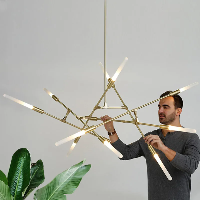 

Modern Simple Iron Chandeliers Dining Living Room Nordic Villas loft Led Hanging Lights luxury Bar Coffee Restaurant Fixtures