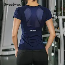 Для женщин Летние футболки Slim Fit для Спорт Фитнес Йога короткий рукав Топ для занятий йогой из сетчатой ткани Для женщин s гимнастическая майка спортивная одежда