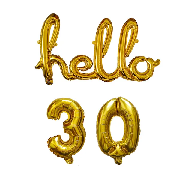 Rose Gold Hello 30 Baby Balloons Baby Shower 10/13/15/21/25th 30th Birthday Party Decor 21 30 number Balls Inflatable Air Globos 6