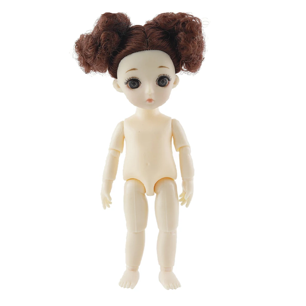 16 см фигурка куклы BJD, гибкий 13 суставов манекен голый девушка куклы с головой волосы полный набор для изготовления кукол принадлежности - Цвет: Blue