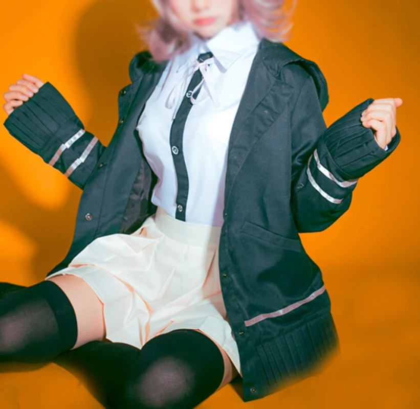 

Super Danganronpa 2 Dangan Ronpa Men Women Cosplay Chiaki Nanami School Uniform Jacket Shirt Tie Skirt