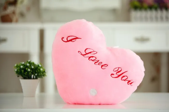 Cute fashion practical luminous "I love you" heart-shaped luminous pillow plush toy Christmas birthday Valentine's Day gift kid - Цвет: Белый