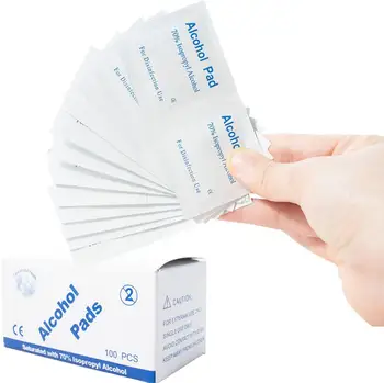 

100pcs/box Alcohol Wipe Pad Nail Art Medical Swab Sachet Antibacterial Tool Cleanser Remover Alcohol Swabs Pads Wipes Antiseptic