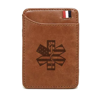 

Classic American Flag Wallet Retro Emergency Medical Technician EMT money clips card purse cash holder