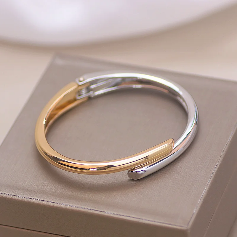 Bangle Bracelet Trendy Simple Jewelry Geometry Round Metal Open Bangles Bracelets Punk Gold Color for Women Girls Gift
