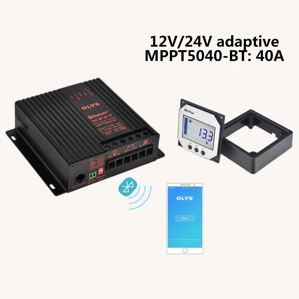 

Solar Controller 40a With Bluetooth 12v/24v Adaptive Solar Charging Controller Intelligent Controller Car Home Power Supply