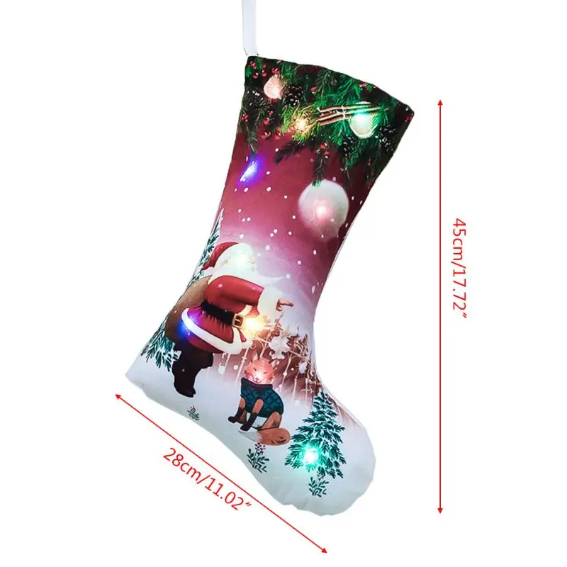 Christmas LED Stockings Candy Gift Bag Snowman Socks Hanging Xmas TreeDecoration