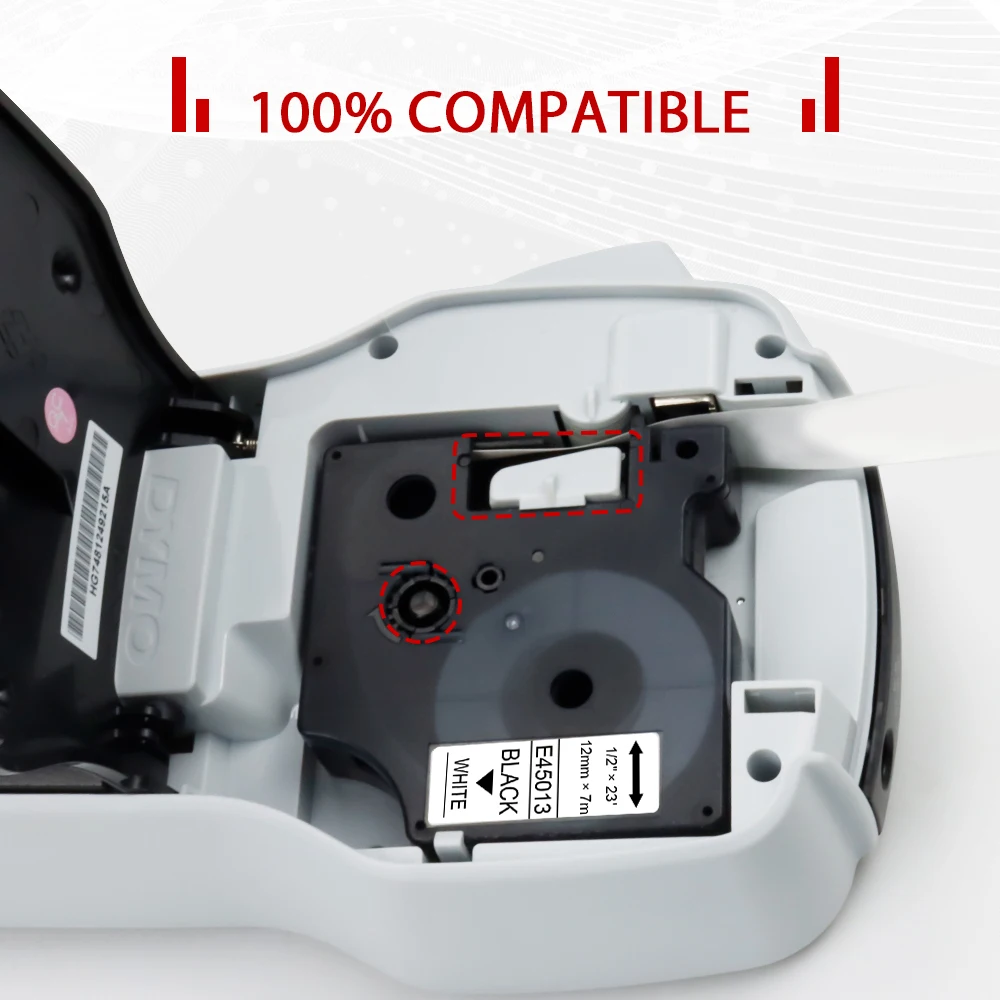 para Dymo d1 45013 Fitas de Etiquetas Compatíveis para Dymo Etiqueta Gerente 160 280 210 450 Lm160 Fabricante 10pk 12 mm 45013 Preto no Branco - Imagem 2